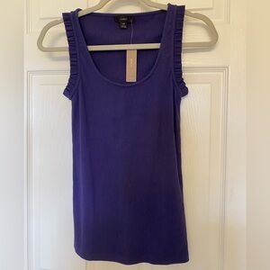 NWT J. Crew women’s ribbed with ruffle blue tank top in XS